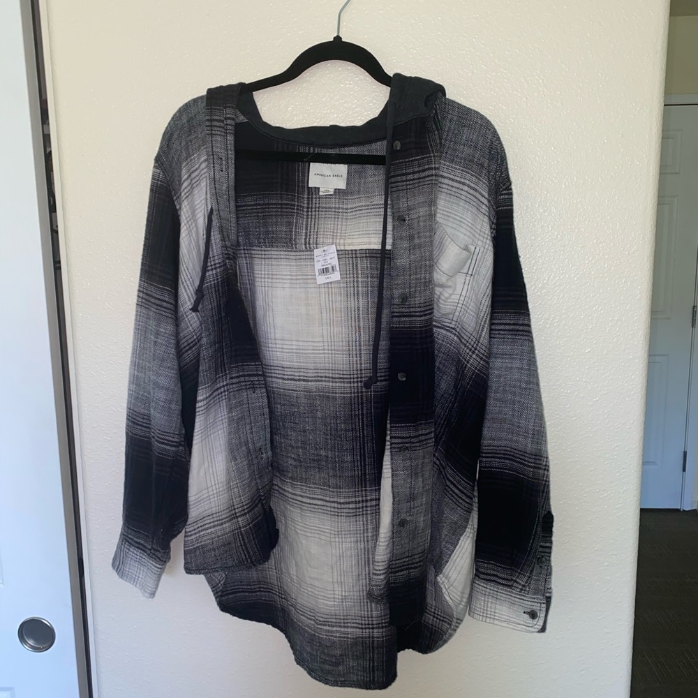 American Eagle hooded flannel